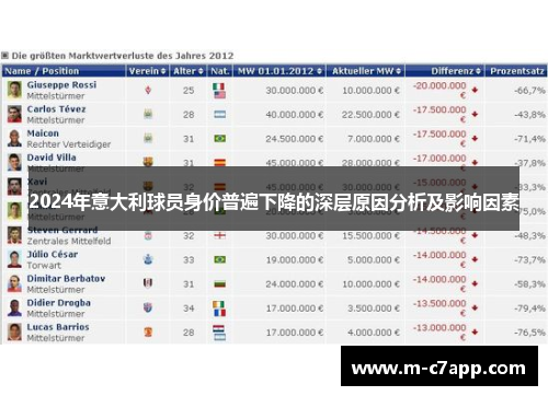 2024年意大利球员身价普遍下降的深层原因分析及影响因素